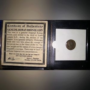 Ancient Rare 240-410 AD Genuine Roman Bronze Coin Cert Of Authenticity